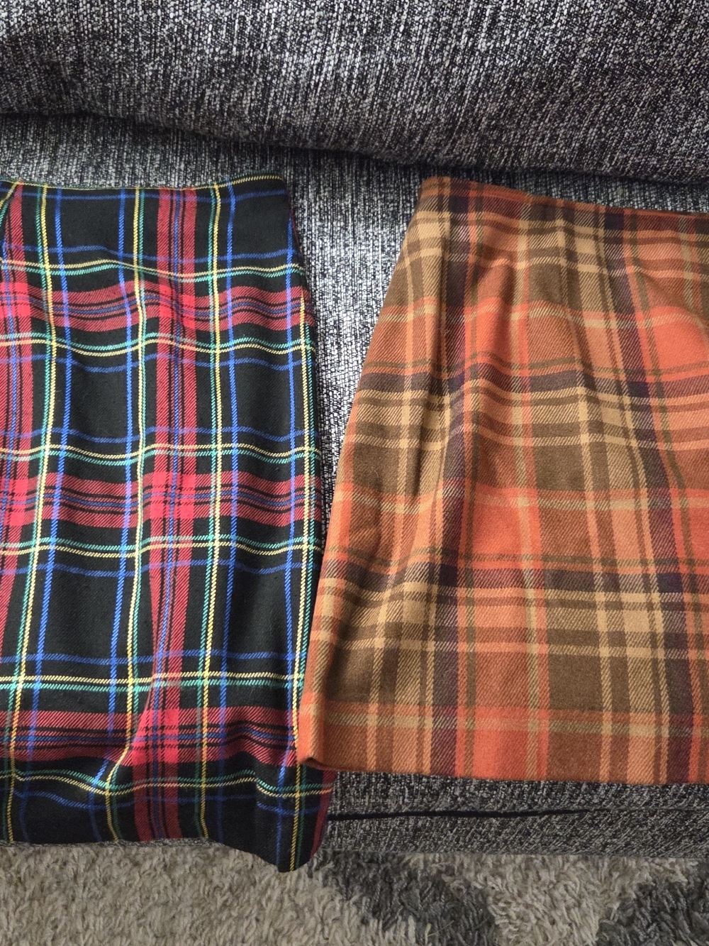 Plaid Mini Skirt Set - Orange Plaid & Multicolor Tartan